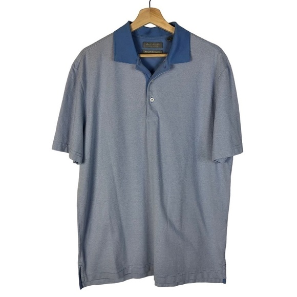 Daniel Cremieux Signature Collection Pima Performance Blue Stripe Polo L - Picture 1 of 3